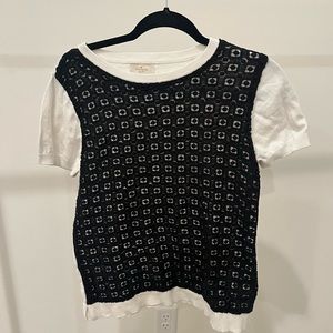 Short Sleeve Guipure Lace Sweater By Kate Spade